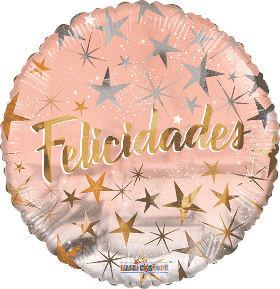Globo Felicidades Estrellas Rose Gold 18 pulgadas helio