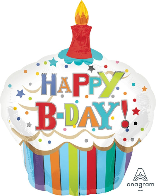 Globo Cumpleaños Cupcake Rayado Supershape Helio