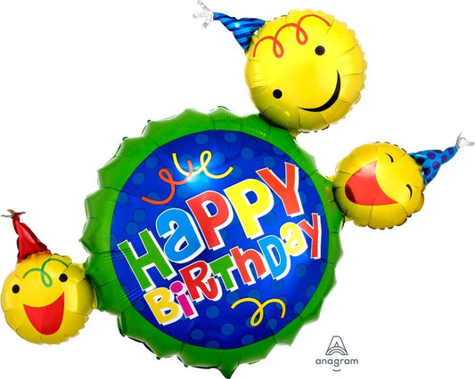 Globo Cumpleaños Smile faces Supershape Helio