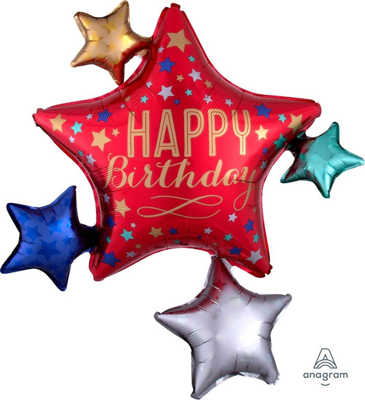 Supershape Stars Birthday Balloon Helium