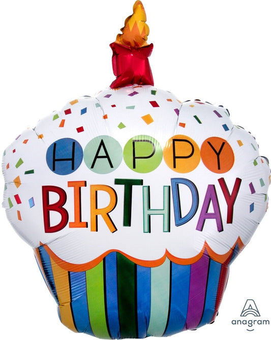 Globo Cumpleaños Cupcake Rainbow Supershape Helio