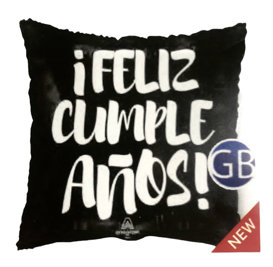 Globo Feliz Cumple Negro Gelly 18 pulgadas Helio