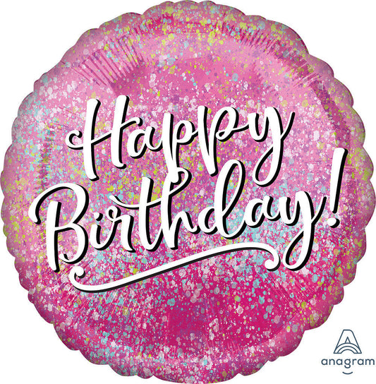 Globo Happy Birthday Glitter 18 pulgadas Helio