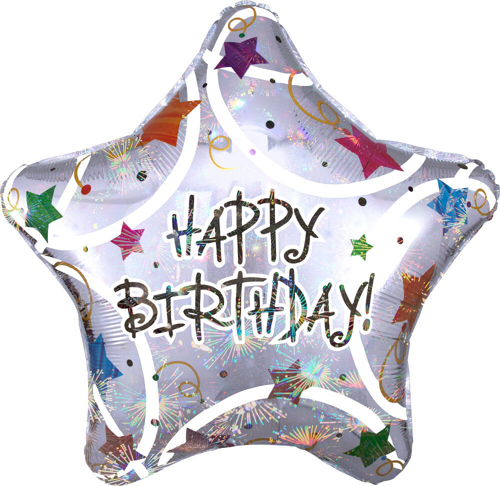 Star Birthday Balloon 36 inches Holographic Helium