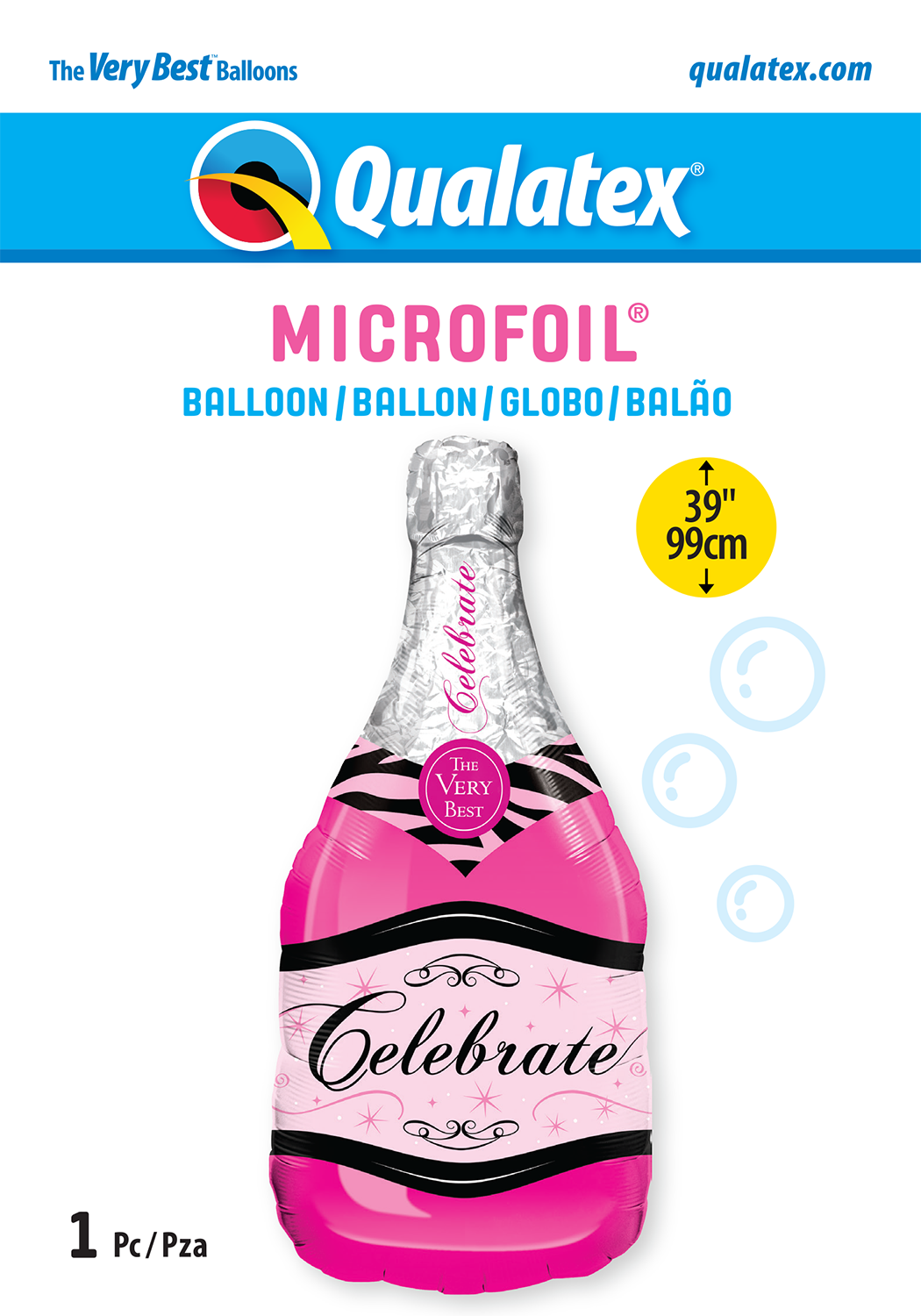 Globo Botella Celebrate Rosa Qualatex Supershape Helio