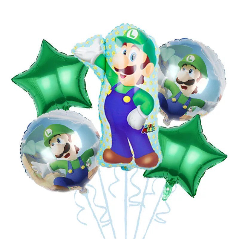 Kit de globos Luigi Mario bros 5 Pzas