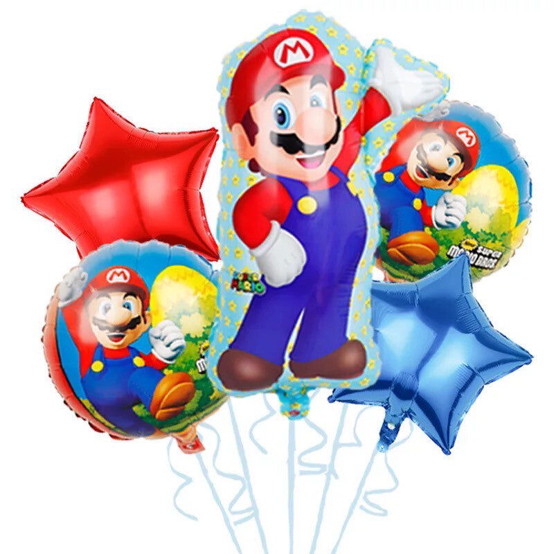 Kit de globos Mario bros 5 Pzas