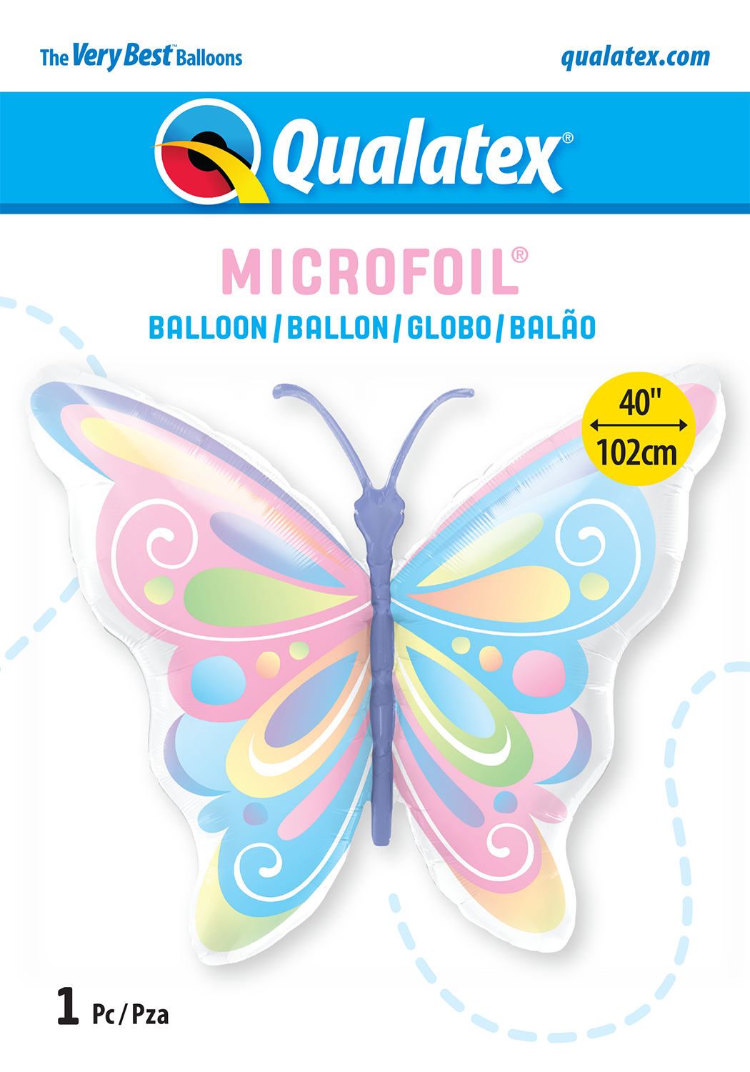 Mariposa Colores pastel Qualatex Supershape Helio