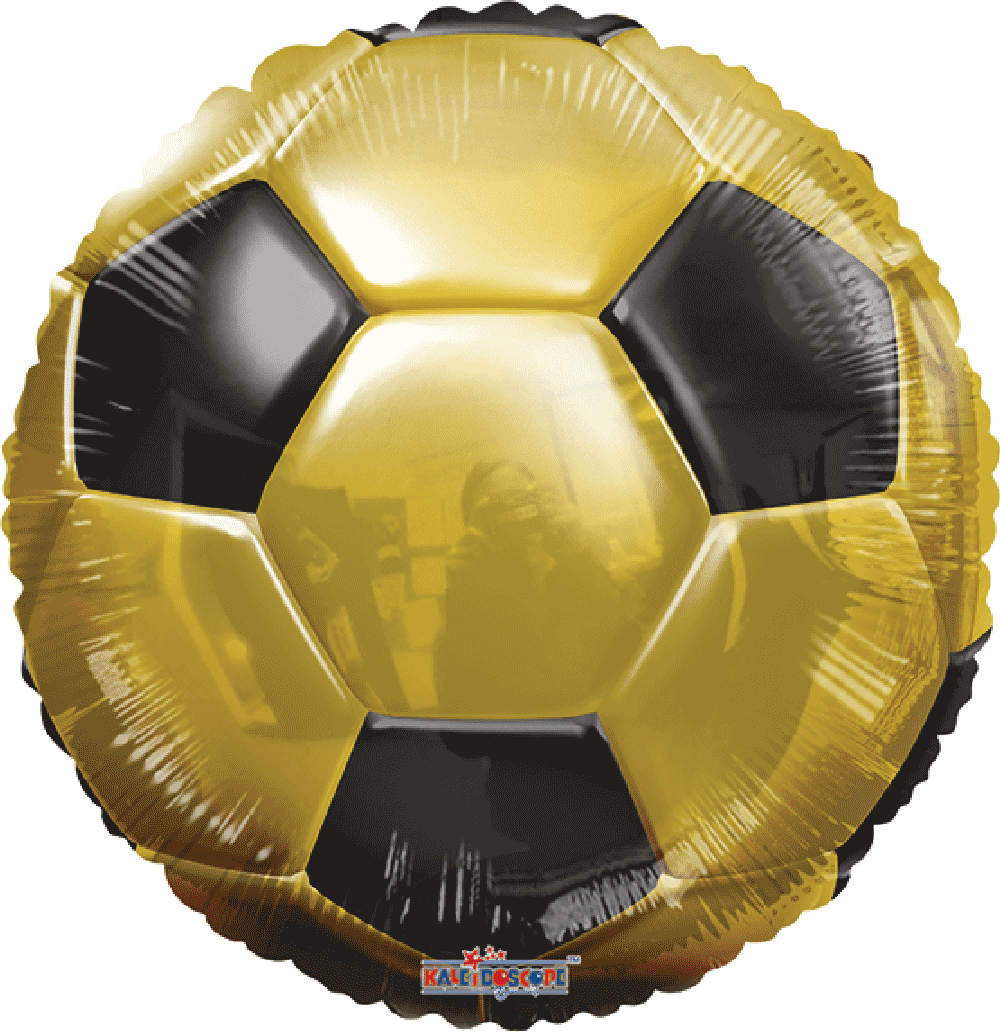 Globo Balon de Futbol Negro/Oro 18 pulgadas helio