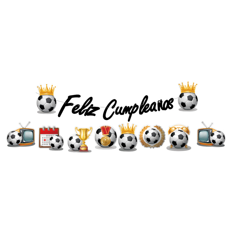 Banner Feliz Cumpleaños Fútbol Corona