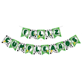 Banner Feliz Cumpleaños Fútbol Letras Verdes