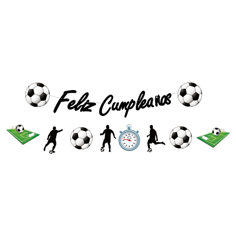 Banner Feliz Cumpleaños Fútbol Figuras