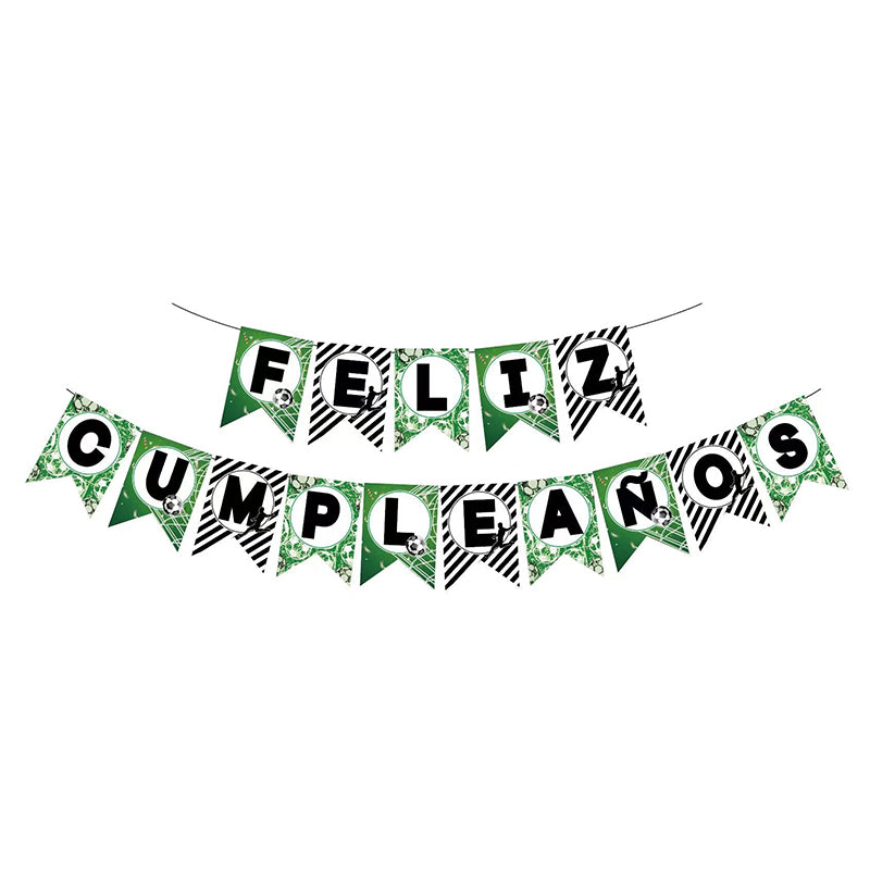 Banner Feliz Rayas Cumpleaños Fútbol