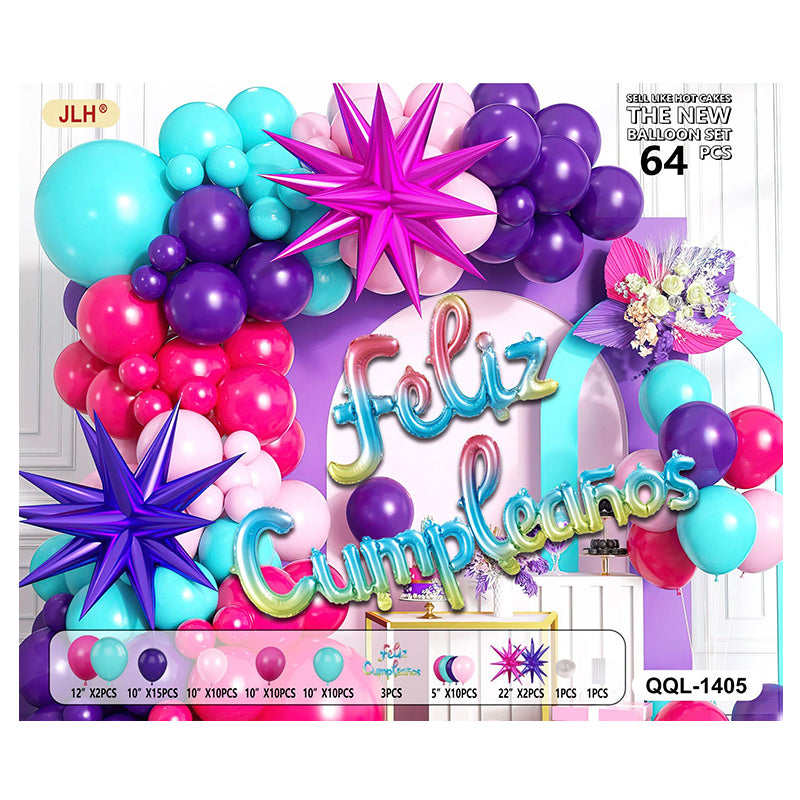 Kit Fiesta Rosa, Morado y Aqua con Estrellas