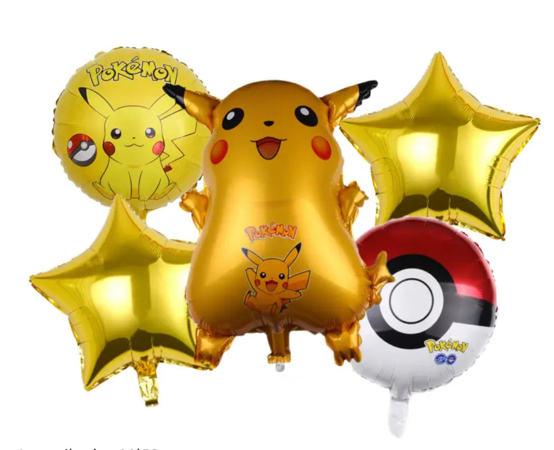 Kit de Cumpleaños Globos Pikachu económico 5 Pzas