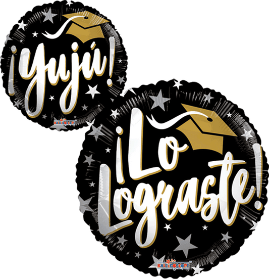 Globo Graduacion YUHU LO LOGRASTE DORADO 18 pulgadas