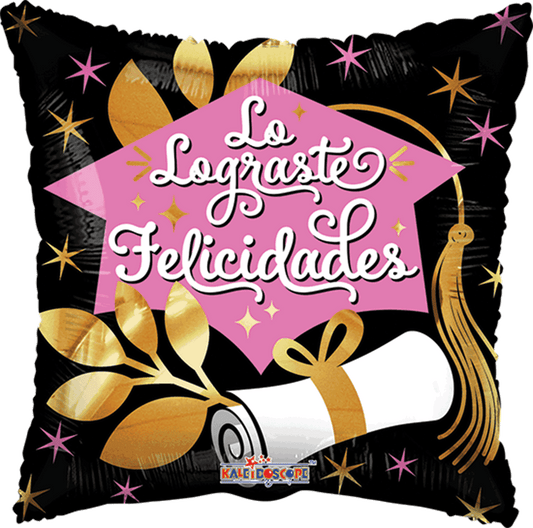 Globo Graduacion LO LOGRASTE GRAD CAP ROSA 18 pulgadas
